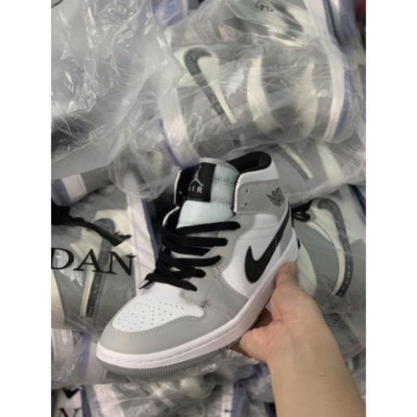 Giày sneakerFREESHIP Jordan 1 grey/white, Giày Jd1 xám cổ cao