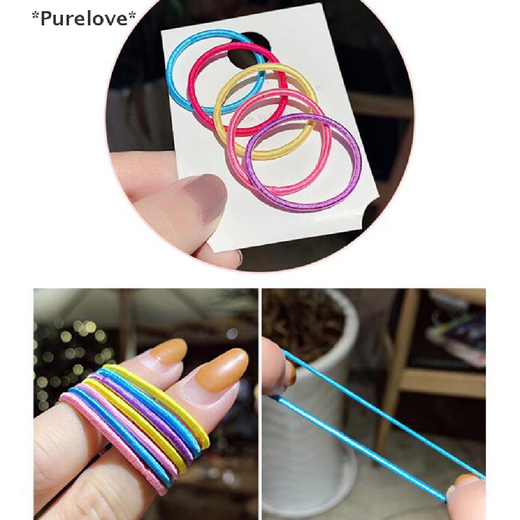 Set 100 Dây Cột Tóc Chất Liệu Nylon Co Giãn Nhiều Màu Sắc Cho Bé Gái