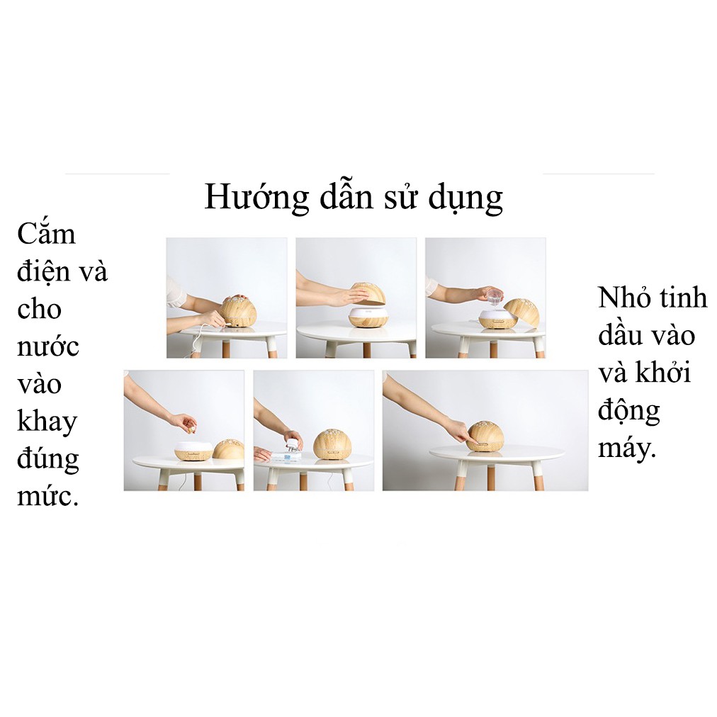 &lt;HÃNG GX Diffuser&gt; Máy khuếch tán tinh dầu tròn lỗ vàng dung tích 300ml có chế độ hẹn giờ, BH 6 tháng