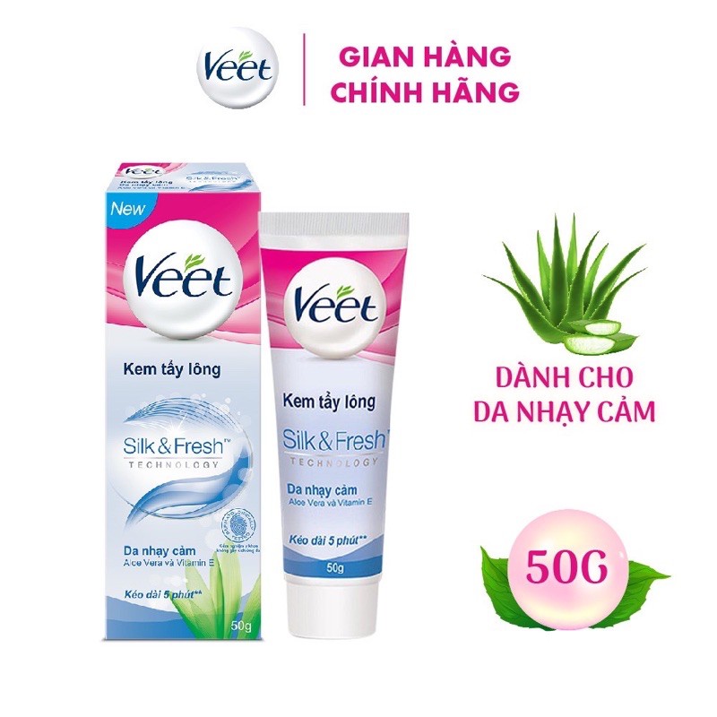 Kem Tẩy Lông VEET Silk & Fresh Sensitive Tuýp 50g