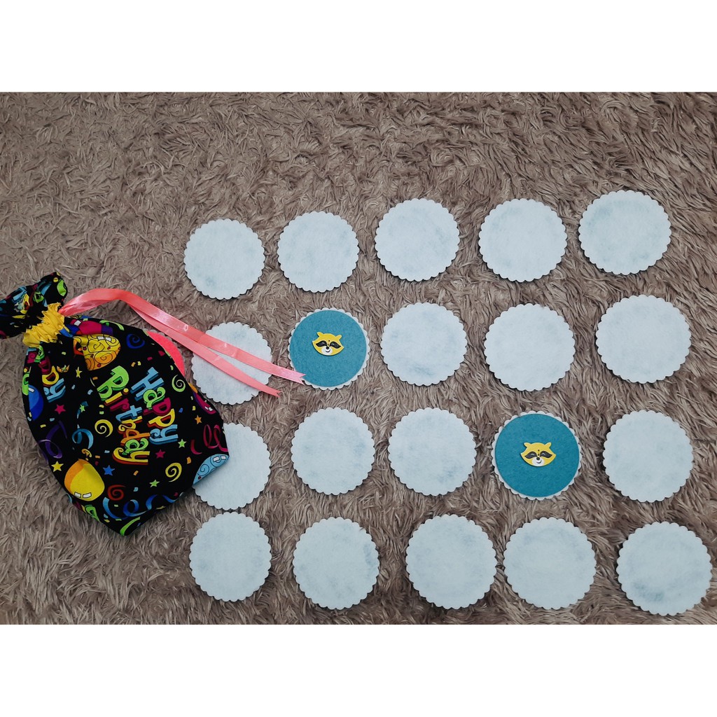 Đồ chơi vải nỉ TEDU - Bộ tìm cặp 20 nút gỗ hình động vật (xanh dương)