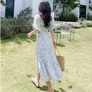 Đầm HEINA-  đầm dài smocking tay lửng