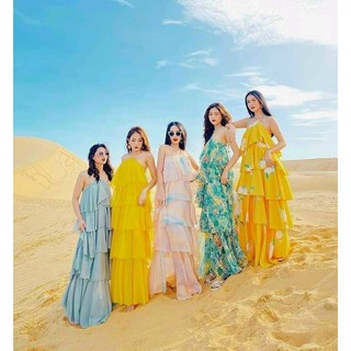 maxi tầng cổ yếm