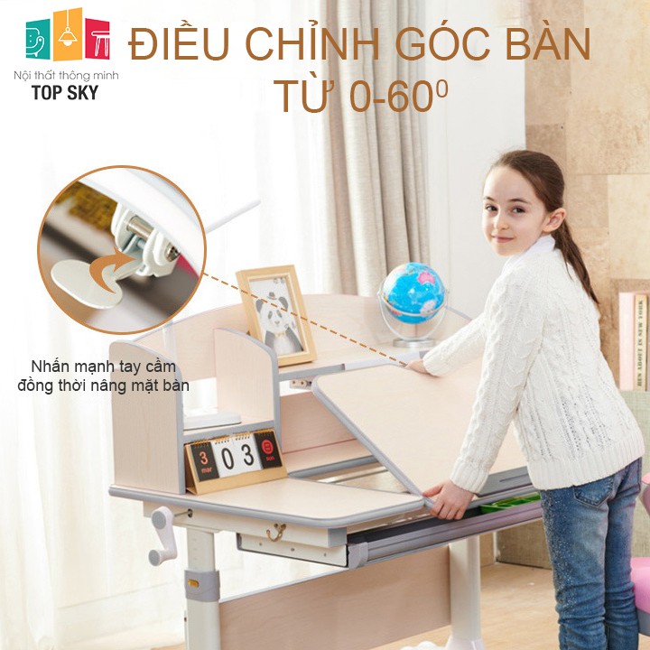 [Sẵn hàng] Bàn học chống gù chống cận thông minh 1m2, có ngăn kéo, có điều chỉnh độ cao xuất khẩu châu Âu