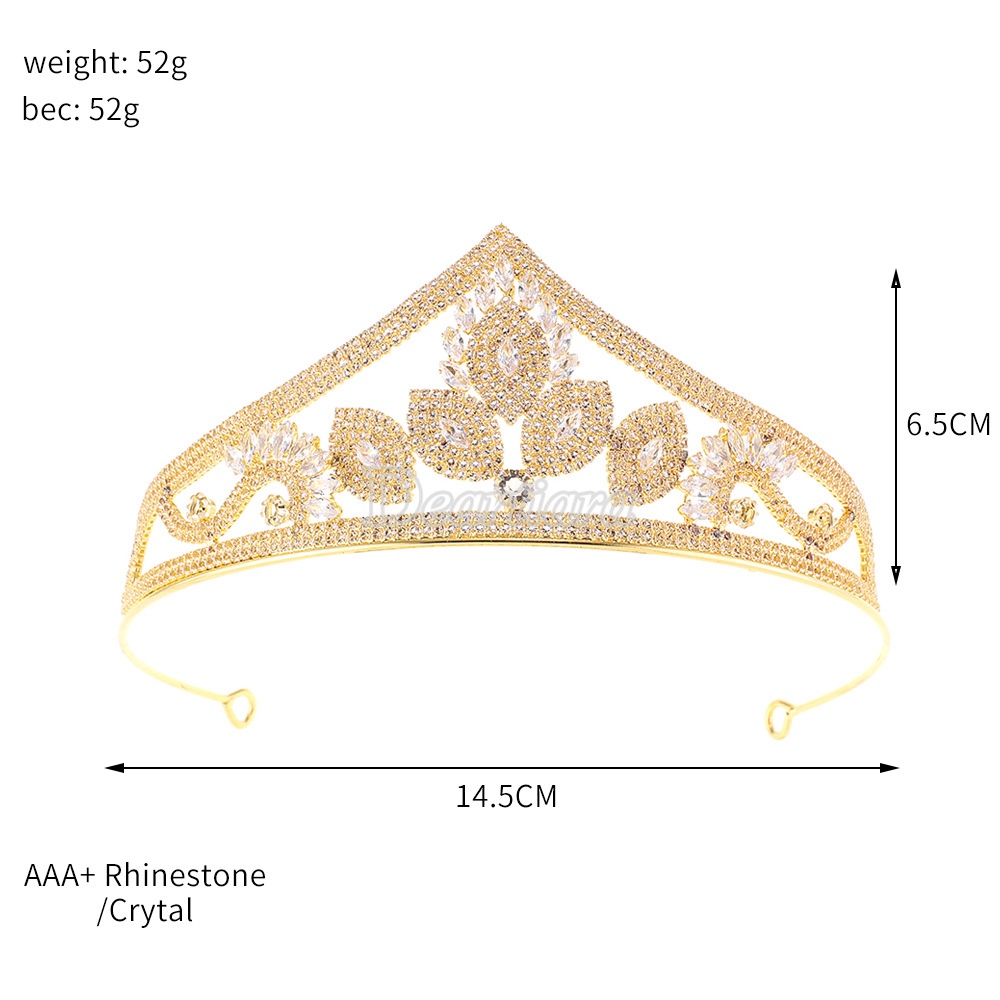 Vương Miện Cô Dâu Đính Đá Zircon Lấp Lánh Mới