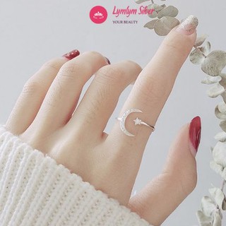 Nhẫn nữ hở hình trăng sao lạ mắt Lymlym Silver bạc 925 cao cấp
