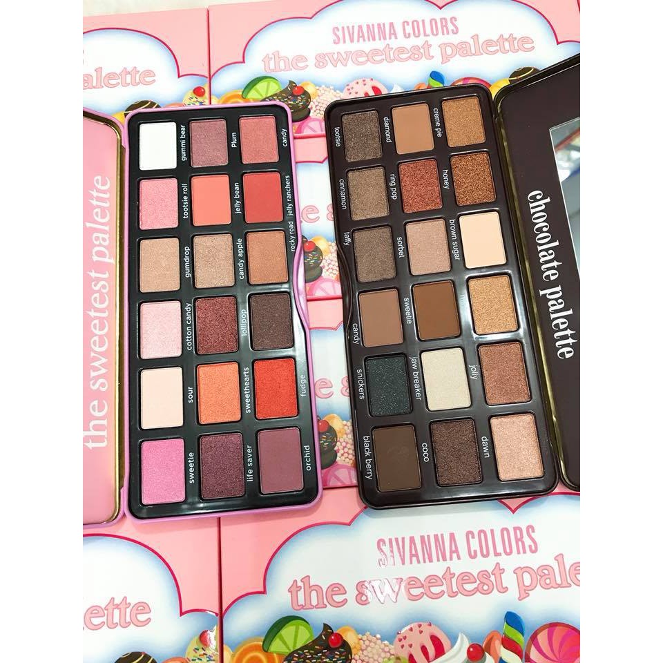 Phấn mắt Sivanna Color Chocolate và Sweetest Palette 18 ô Thái Lan