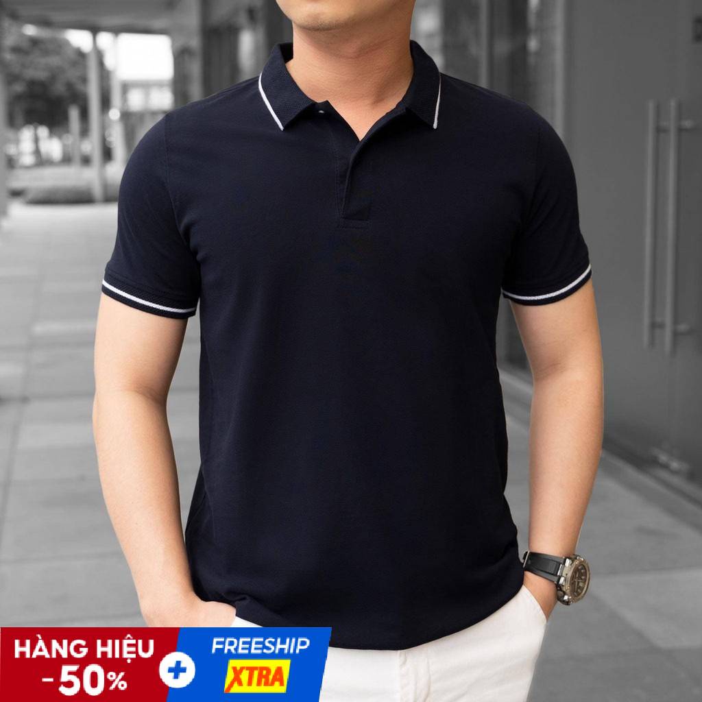 Áo Polo Nam Vải Cá Sấu Chất Cotton - Màu Đen