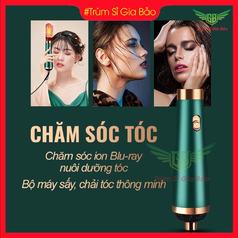 Máy sấy tóc mini đa năng 4 in 1 công suất lớn , máy làm tóc uốn chải tiện lợi không tay cầm phong cách Hàn Quốc.