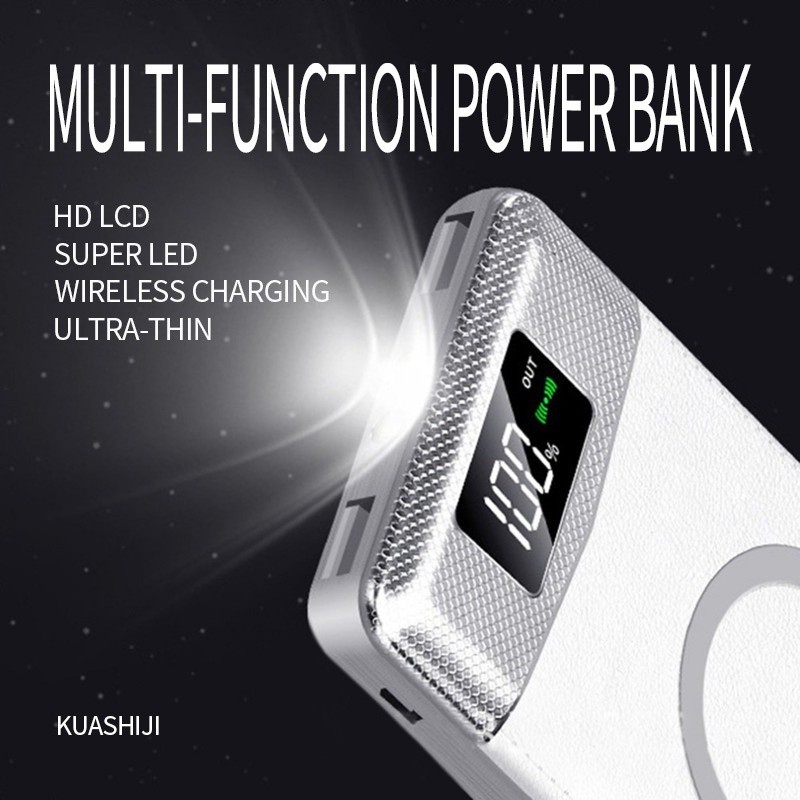 New Qi Fast Wireless Charger LED 20000mah Power Bank Super Charge