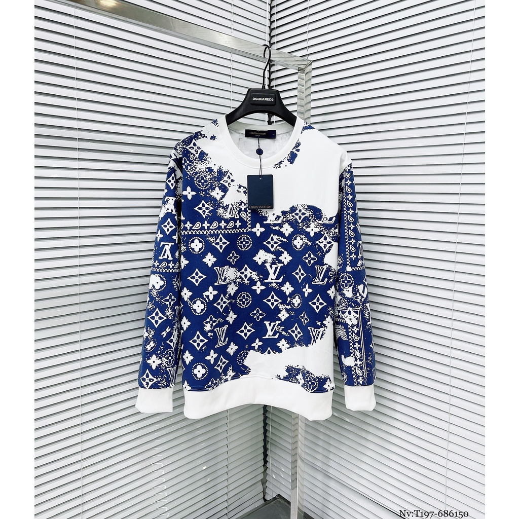 Áo Sweater Nam Lv Màu Loang Họa Tiết Dập Vân - Áo Nỉ Nam Nữ Màu Loang Chất Nỉ Da Cá Mềm Mịn DT FASHION MENWEAR
