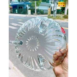 DĨA THỦY TINH 3 CHÂN TRẮNG 25cm