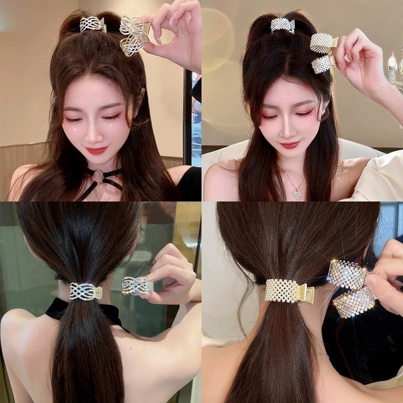 Kẹp Tóc Hình Trái Tim Đính Đá Và Ngọc Trai Thời Trang Cho Nữ