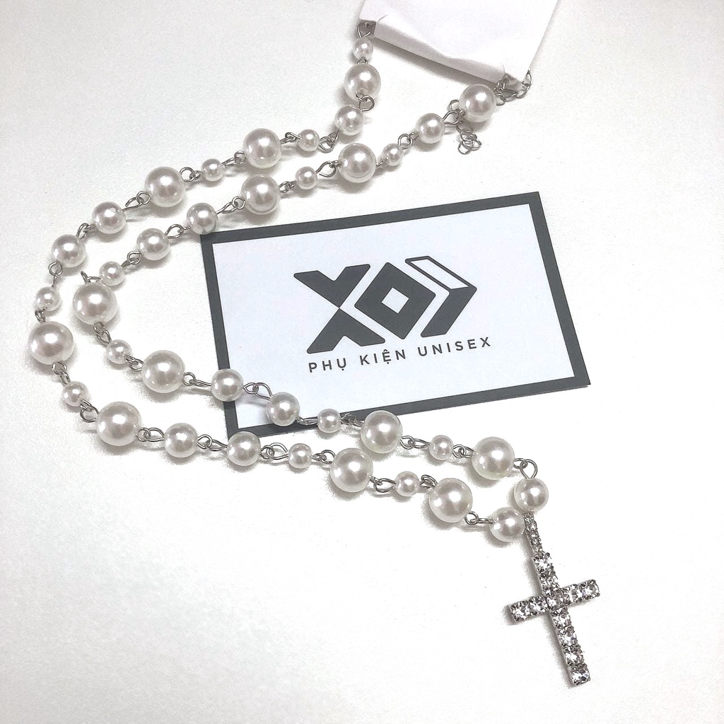 Dây Chuyền Hạt Ngọc Mặt Chữ Thập Thánh Giá Đính Đá Phong Cách Nhật Bản và Hàn Quốc xu hướng 2021