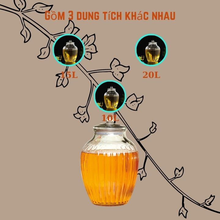 Bình thủy tinh ☀ Sọc Dưa ☀ 10-15-20L có vòi không vòi ngâm đựng sâm nấm linh chi dinh năng hoa quả