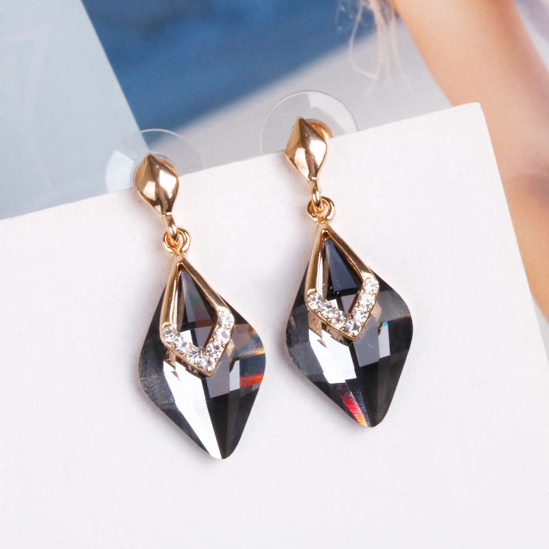 Bông tai bằng bạc 925 đính đá dáng dài phong cách Hàn Quốc cho nữ