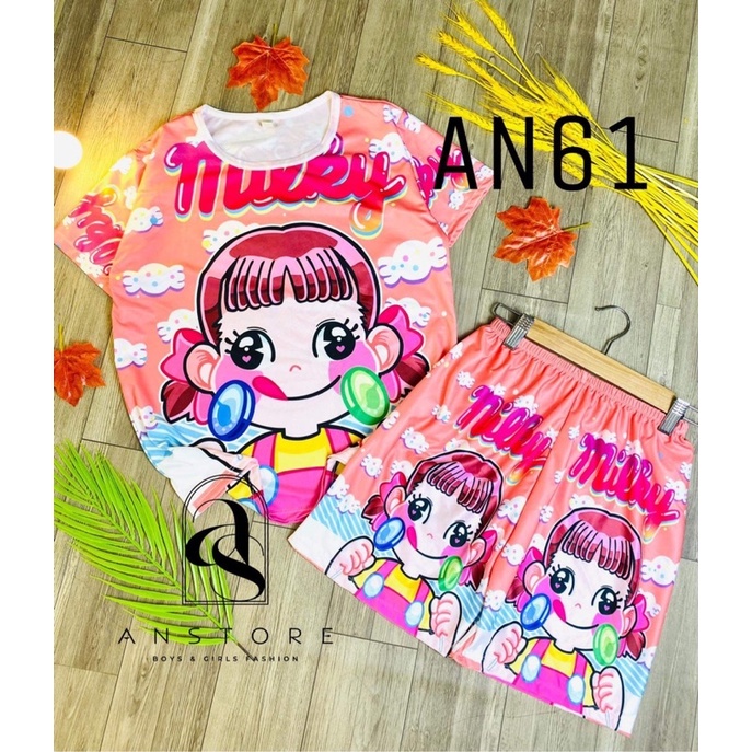 Bộ thun lạnh 3D quần đùi cho bé trai/gái