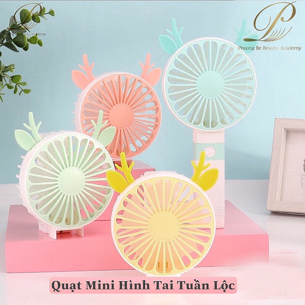 Quạt thổi khô mi mini tích điện cầm tay ,gấp gọn hình thú loại 5 cánh