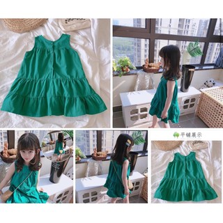 Váy thô ba lỗ hè xanh mát cho bé
