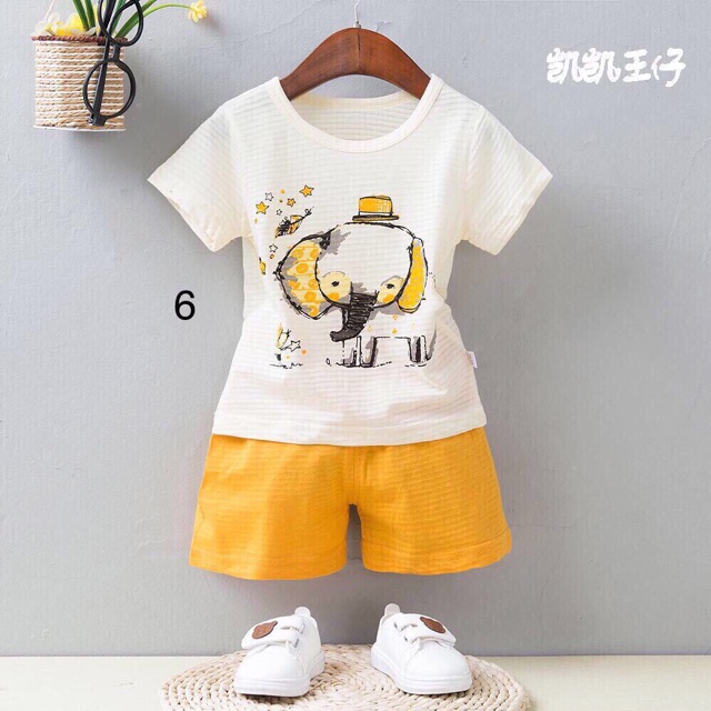 Bộ cotton tre KAIKAI sz Trung xuất Nhật in hình cute cho bé trai và bé gái