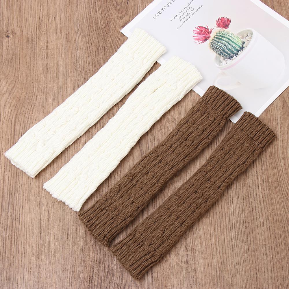 Găng Tay Len Dài Hở Ngón Co Giãn Giữ Ấm Mùa Đông