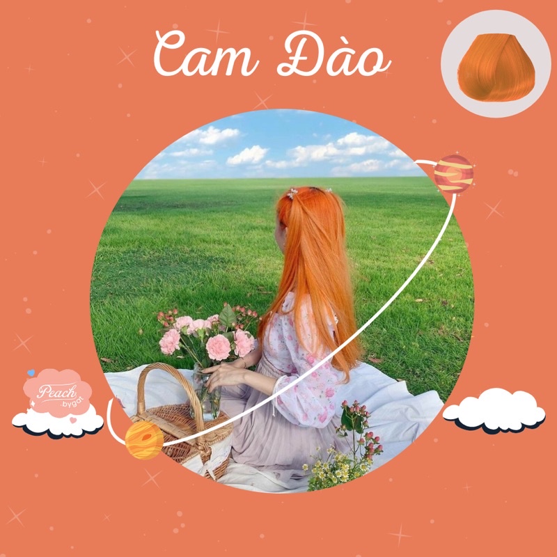 Thuốc nhuộm tóc CAM ĐÀO- ORANGE PEACH cần dùng thuốc tẩy tóc của Peach.bygat