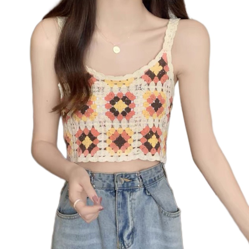 Áo Croptop Dệt Kim Màu Sắc Tương Phản Thời Trang Cho Nữ