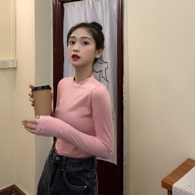 NRVP Áo Sweater Nữ Tay Dài Dáng Rộng Màu Trơn Thời Trang