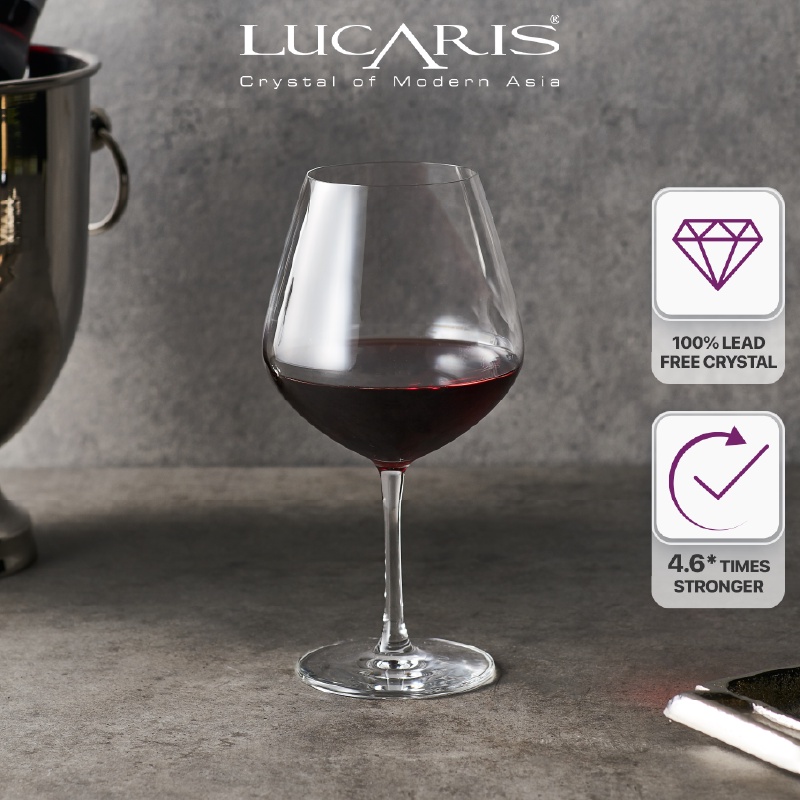 Bộ 6 Ly Uống Rượu Vang Đỏ Pha Lê Cao Cấp Lucaris Burgundy 740ml Nhập Khẩu Chính Hãng Không Chứa Chì - Tokyo S02BG26