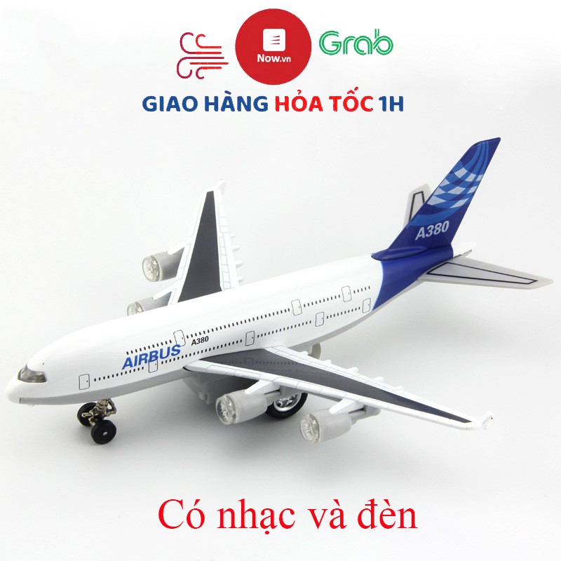 Đồ chơi mô hình máy bay AIRBUS A380 chất liệu hợp kim có nhạc và đèn đẹp, bền có thể trang trí