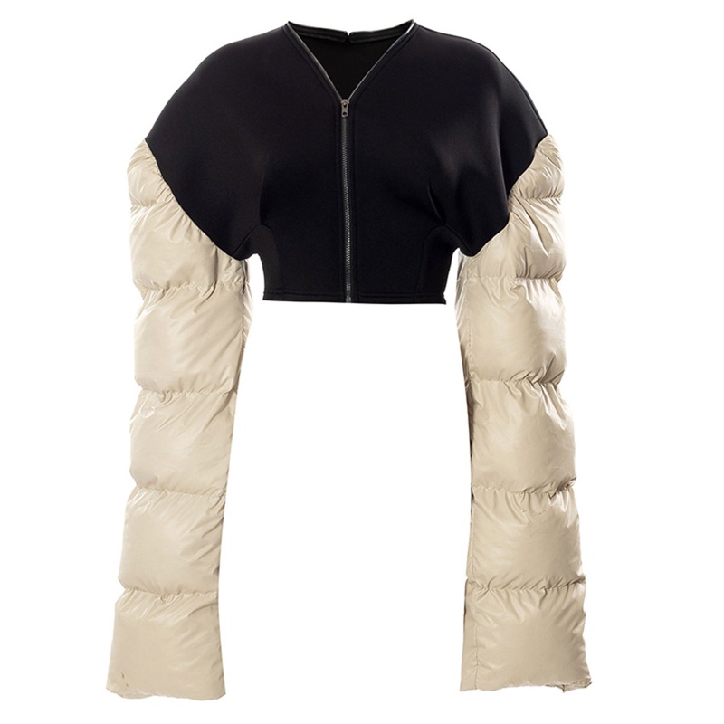 Brroa Áo Khoác Cotton Chắp Vá Gợi Cảm Và Áo Khoác Cotton Giữ Ấm Phong Cách Đường Phố Thu Đông Cho Nữ