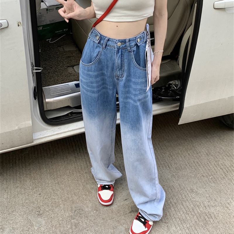 Quần Jean Dài Dáng Rộng Màu Gradient Thời Trang Cá Tính