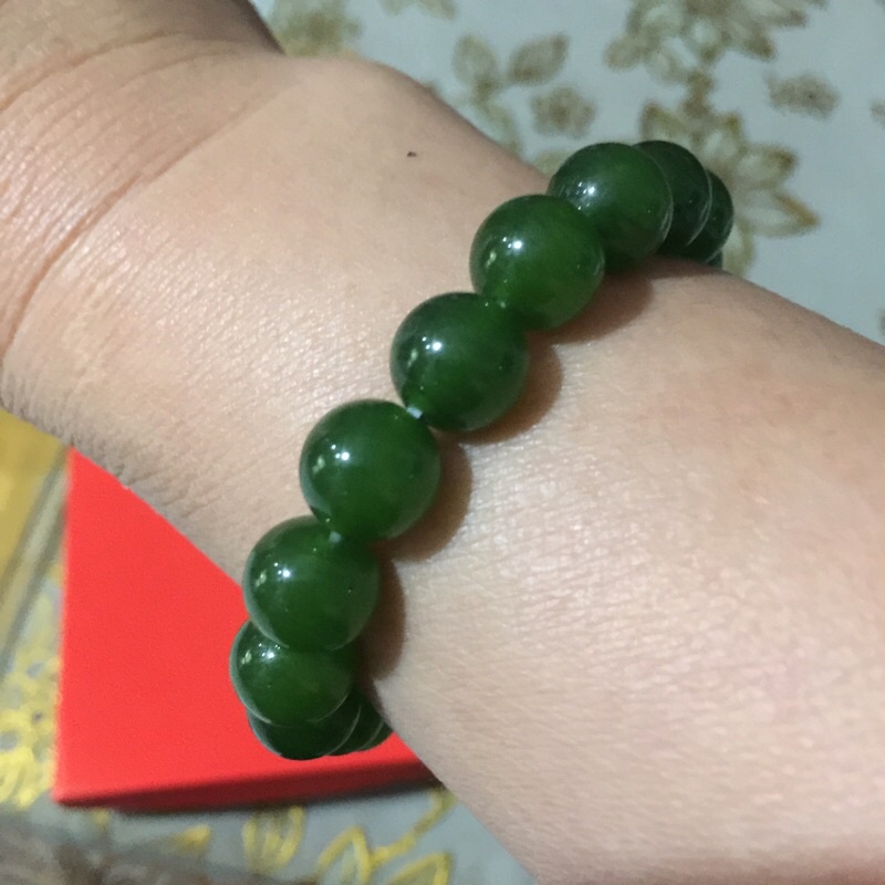 VÒNG TAY ĐÁ XANH MÀU BÍCH 10mm  ms AD2