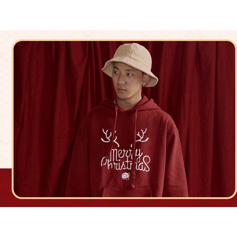 Áo Hoodie Nỉ Noel Đỏ Unisex 🦋 Áo Thun Nam Nữ Dài Tay In Merry Chrismas 🦋 | BigBuy360 - bigbuy360.vn