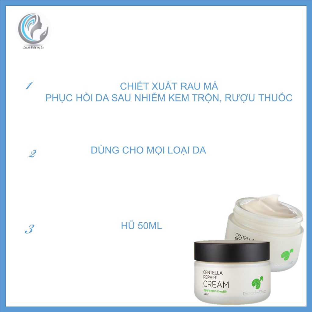 Kem dưỡng ẩm phục hồi dưỡng trắng da Goodndoc Centella Repair Cream DA07