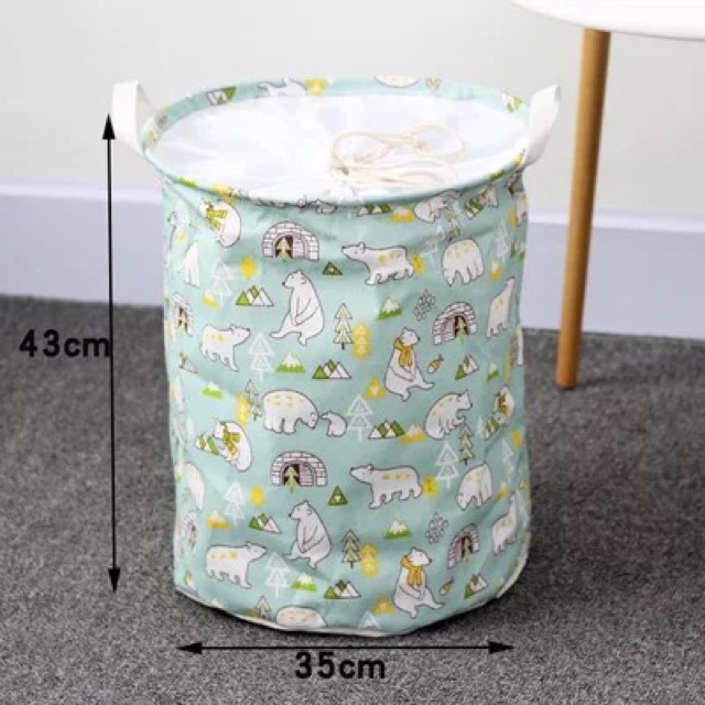 Giỏ Đựng Trữ Quần Áo Hình Tròn Có Dây Rút