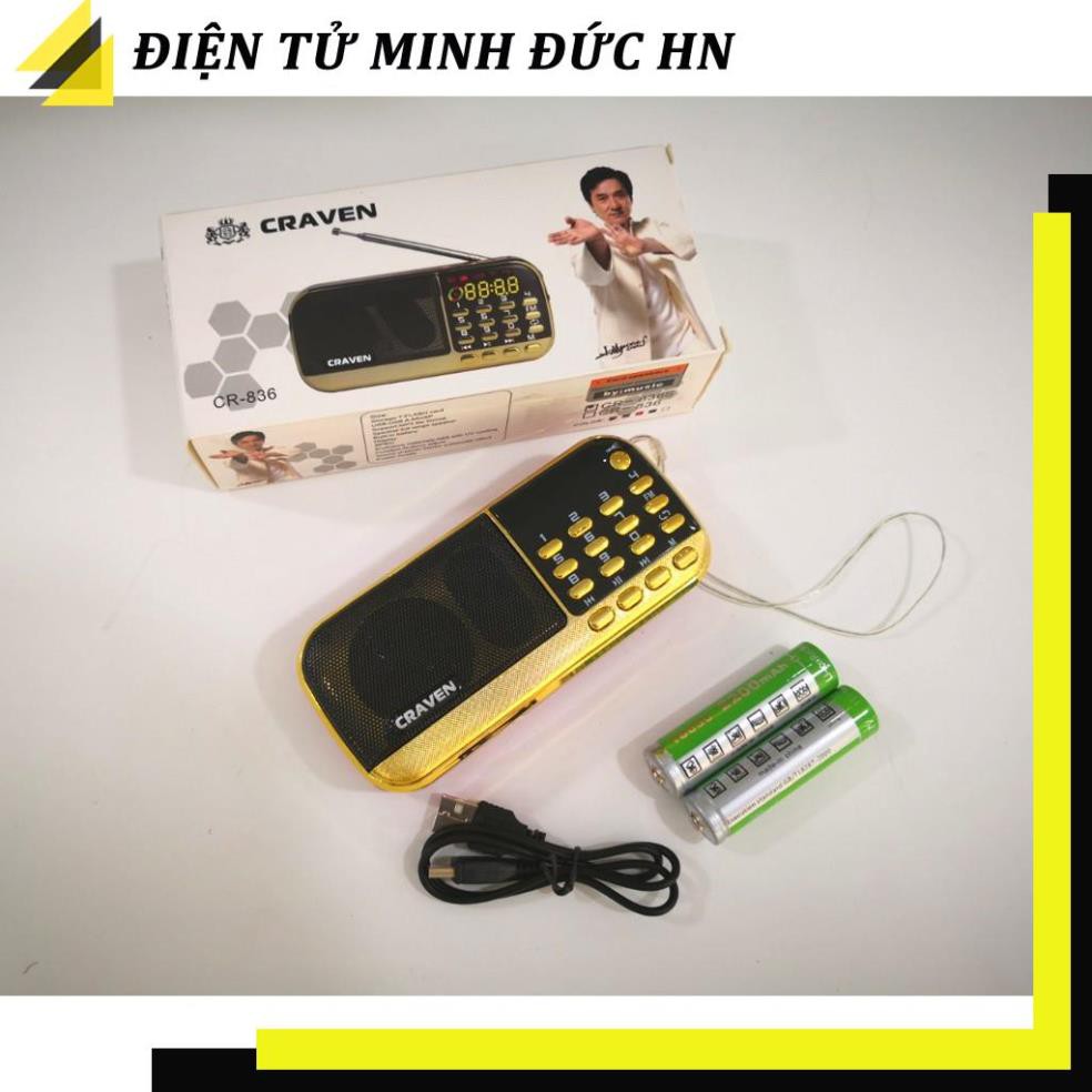 [GIÁ TỐT] Loa nghe nhạc Craven 836S đọc kinh phật, nghe đài FM dùng thẻ nhớ/USB pin siêu trâu- Bh 6 tháng