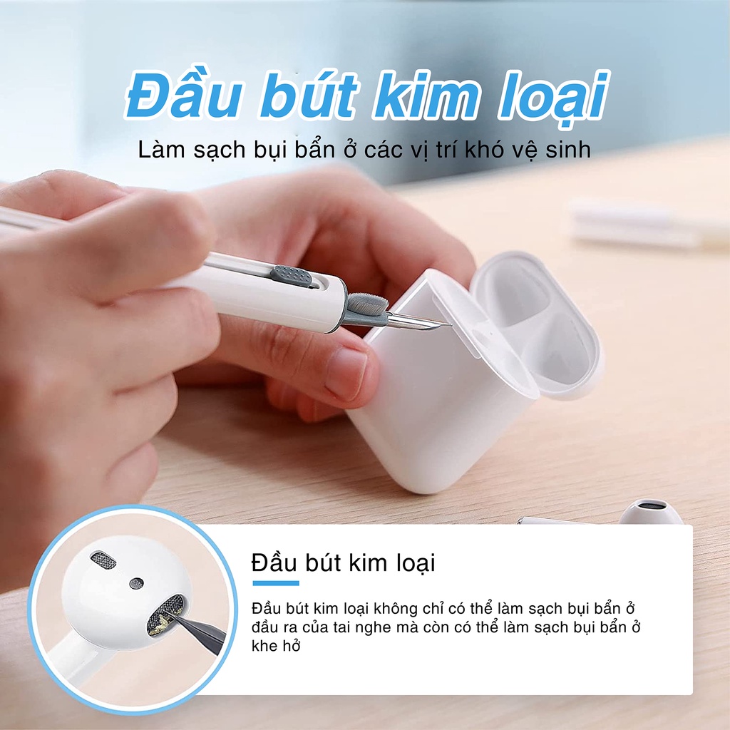 Bút vệ sinh airpod đa năng làm sạch airpods 1 2 3 Pro/bàn phím/điện thoại/máy ảnh làm sạch mọi ngóc ngách - Chinchincase