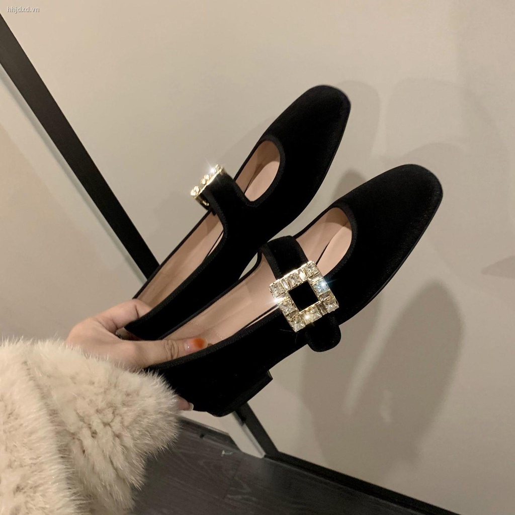 Giày búp bê mũi vuông có khóa vuông cổ điển thời trang