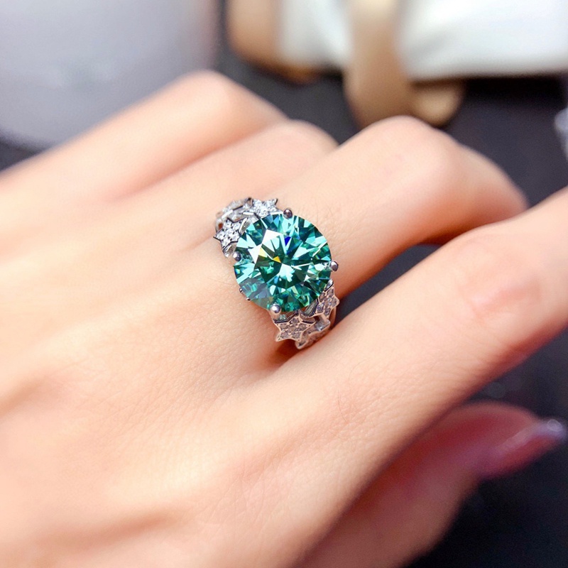 Nhẫn Đính Đá Hình Tròn Họa Tiết Ngôi Sao Phong Cách Hàn Quốc