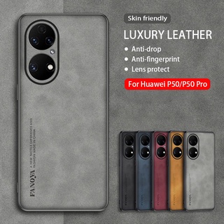 Ốp Điện Thoại Da Viền TPU Dẻo Thời Trang Sang Trọng Chống Sốc/ Rơi Cho Huawei P50 Pro P50P P50Pro Edge