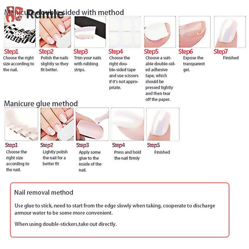 Bộ 24 Móng Tay Giả Hình Vuông Màu Trắng Đen Đơn Giản