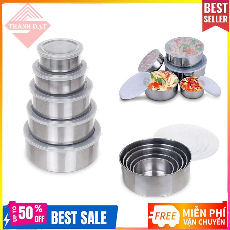 Trợ Giá Bộ 5 bát inox đựng thực phẩm