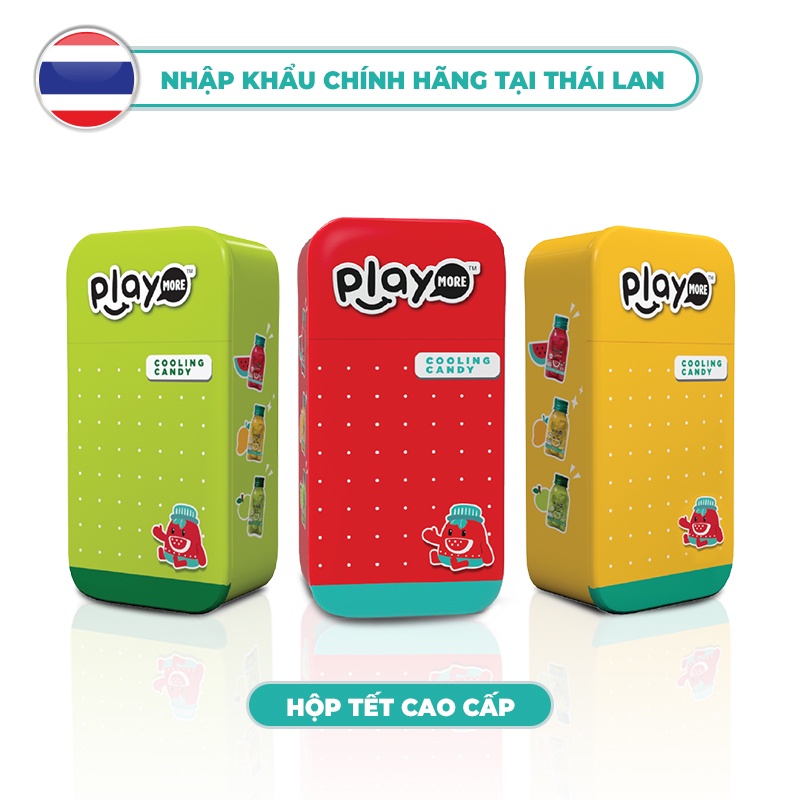 Hộp kẹo the Playmore 110g 3 màu Vàng, Xanh, Đỏ nhập khẩu Thái Lan hộp quà tết cao cấp 2022