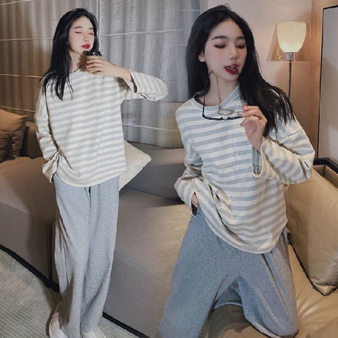 Bộ Đồ Ngủ Nữ Pijama Quần Áo Mặc Ở Nhà Dài Tay Vải Co Giãn 4 Chiều Mùa Xuân Thu Đông Kiểu Hàn Quốc Kute BĐN131