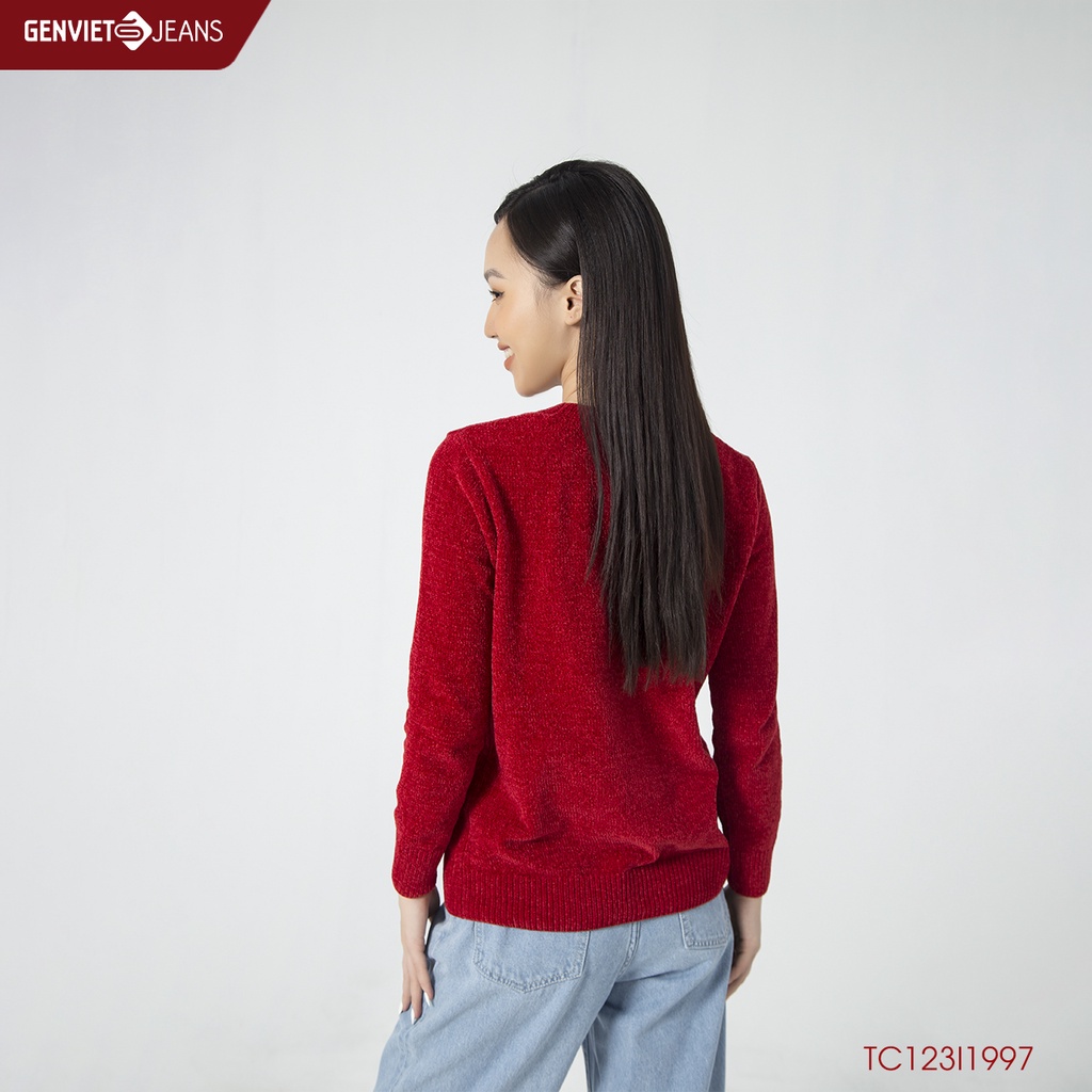 Áo Len Nhung Nữ Cổ Tròn Bo Gấu GENVIET TC123I1997 | BigBuy360 - bigbuy360.vn