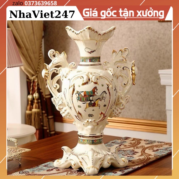 Bình Hoa-Bình Cắm Bông Bằng Gốm Sứ Trắng Vẽ Vàng Quảng Châu,DECOR trang trí,Bàn,Tủ,Kệ,hàng cao cấp,giá rẻ,quà tặng đẹp