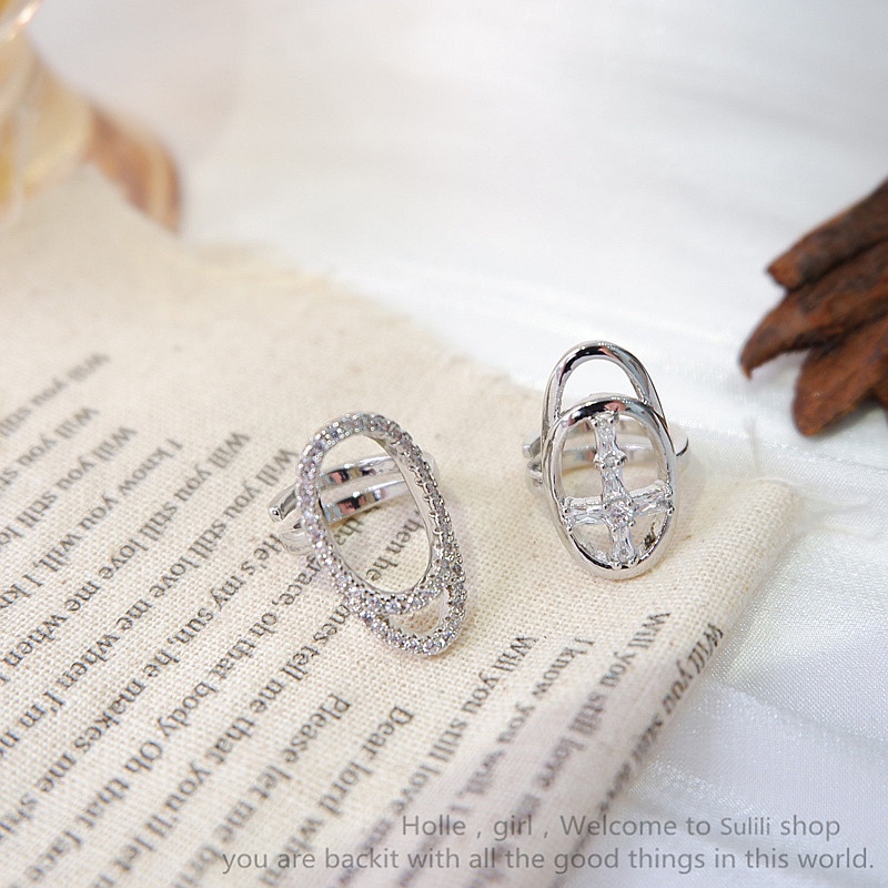 Nhẫn gắn móng tay đính đá zircon phong cách retro Hàn Quốc 19A1455 hình chữ thập