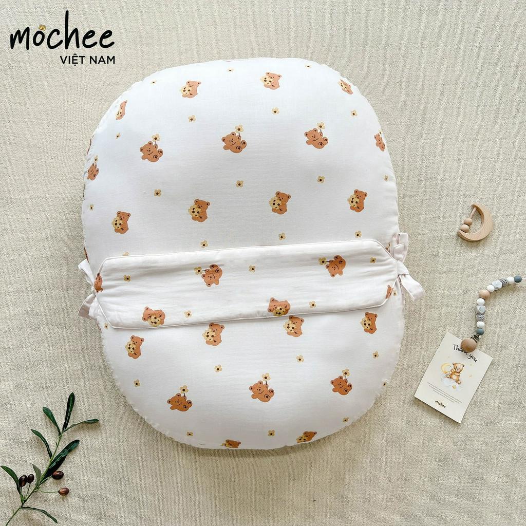 Vỏ gối chống trào ngược cho bé xô cotton Mochee, bao gối 70x70cm và 70x80cm - Monnie Kids