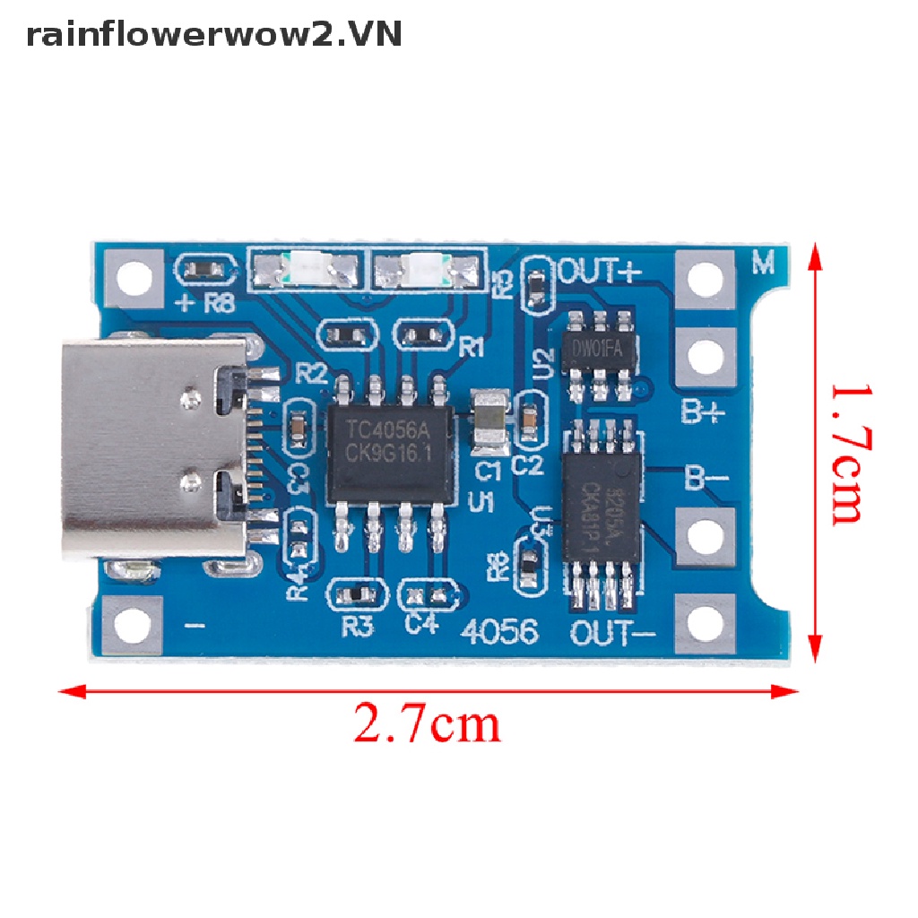 Bảng Mạch Sạc Pin lithium Type-C TP4056 18650 5V 1A Chuyên Dụng